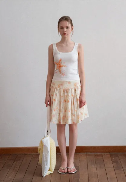 White tank top with starfish print design