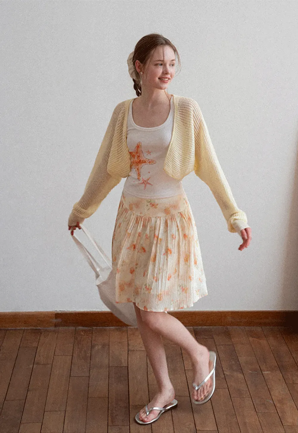 White tank top with starfish print design