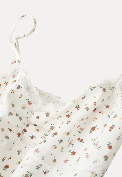 Floral Print Lace Trimmed Camisole Top