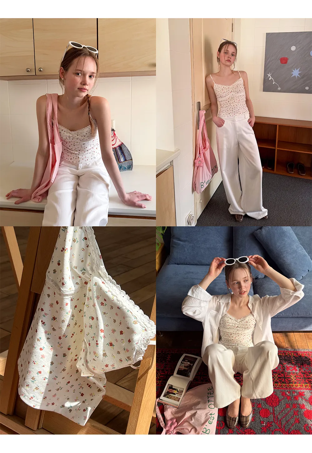 Floral Print Lace Trimmed Camisole Top