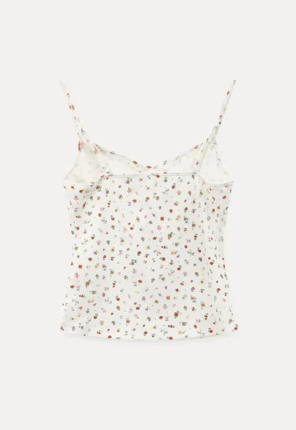 Floral Print Lace Trimmed Camisole Top