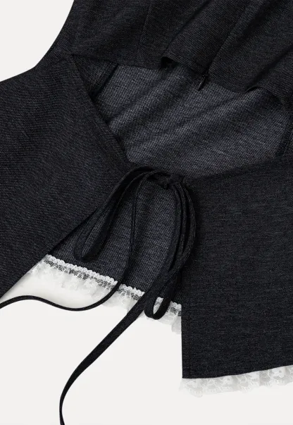 Cropped Sleeveless Top With Open Back Detail And High Waist Wide Leg Pants