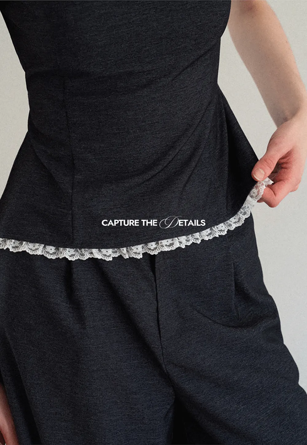 Cropped Sleeveless Top With Open Back Detail And High Waist Wide Leg Pants