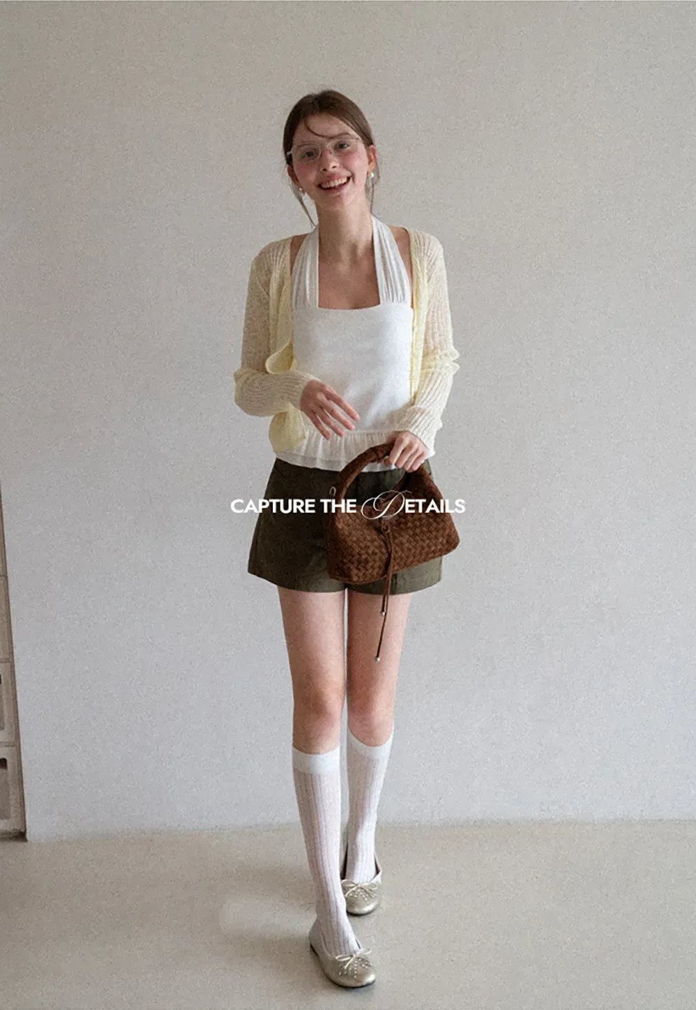 Halter neck tank top with ruffled hem