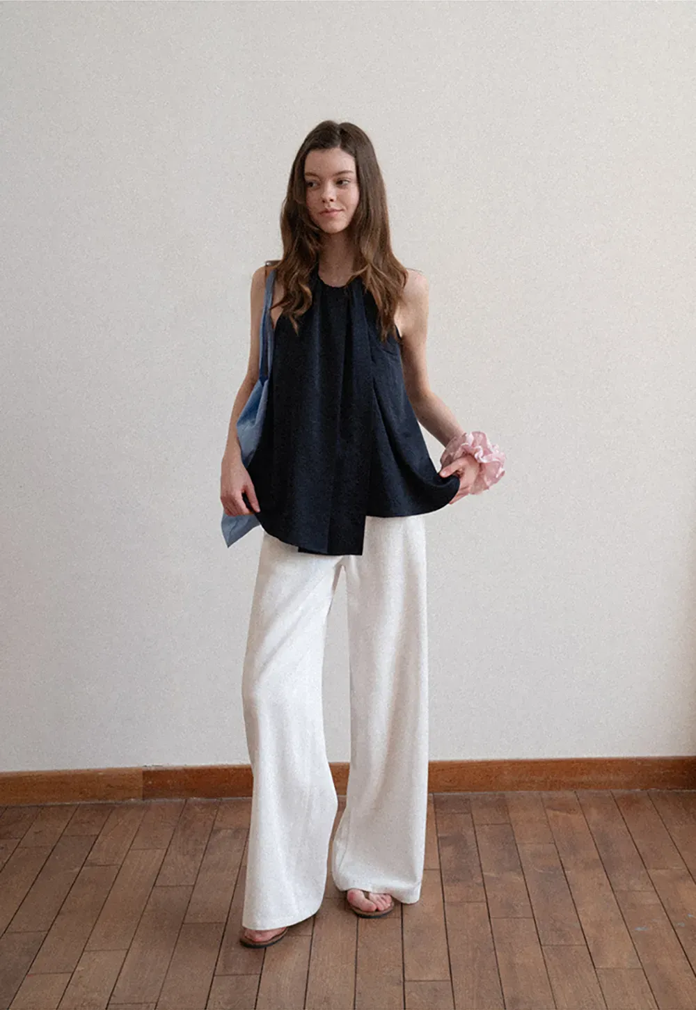 Halter Neck Sleeveless Top with Asymmetrical Hem