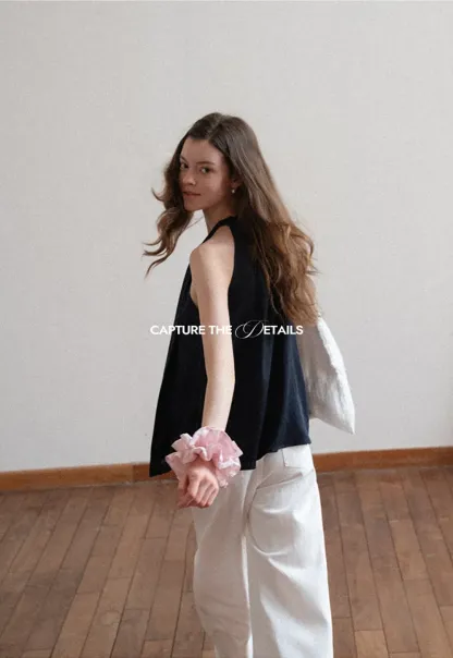 Halter Neck Sleeveless Top with Asymmetrical Hem