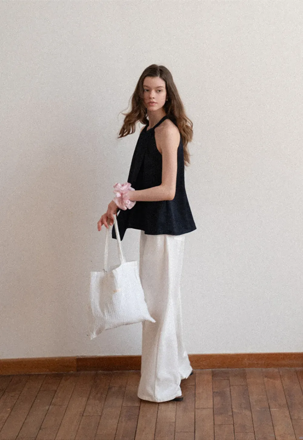 Halter Neck Sleeveless Top with Asymmetrical Hem