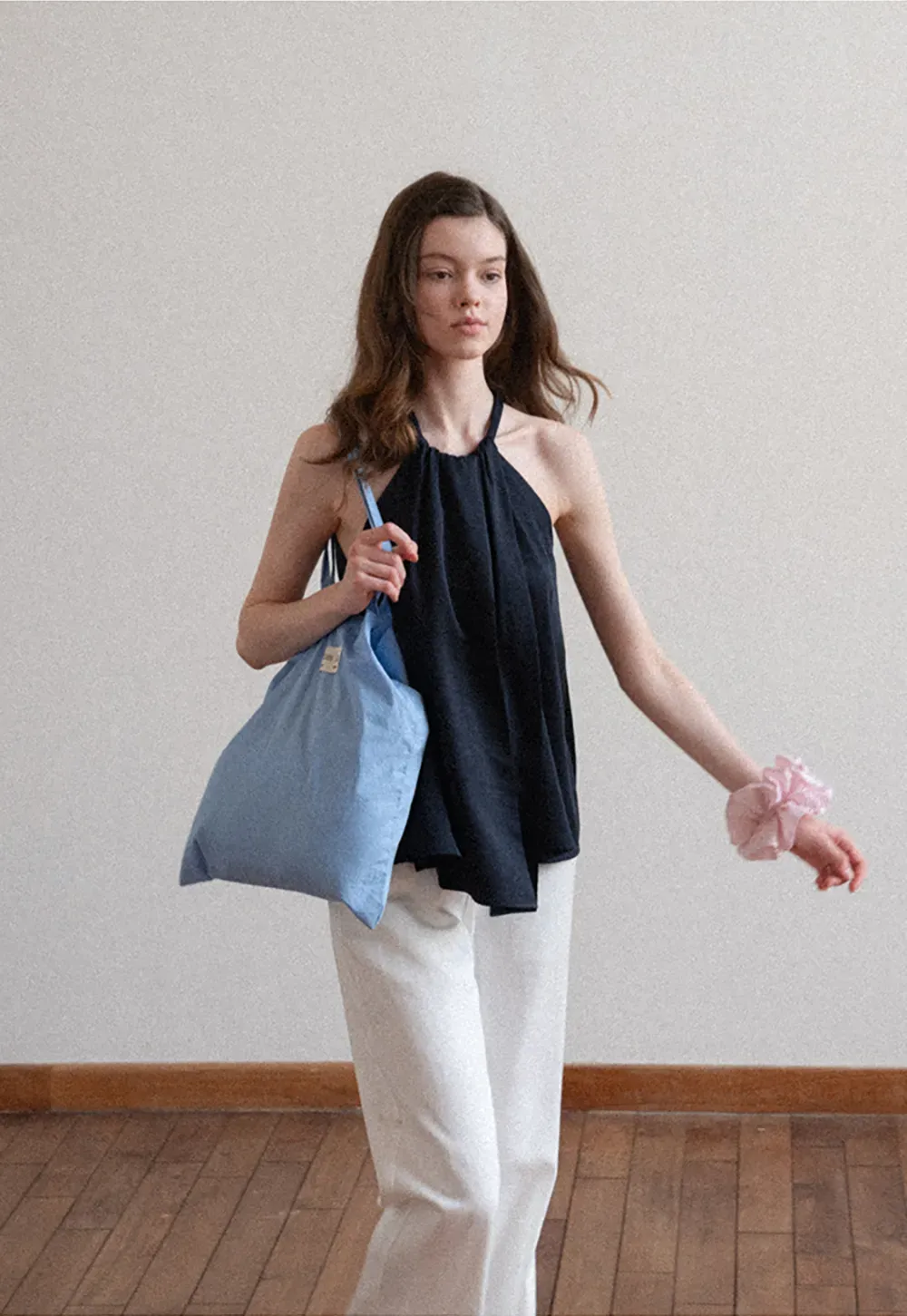 Halter Neck Sleeveless Top with Asymmetrical Hem