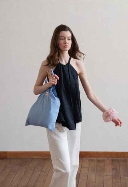 Halter Neck Sleeveless Top with Asymmetrical Hem