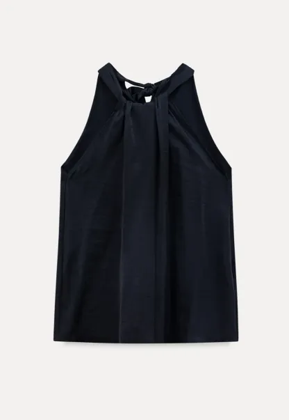 Halter Neck Sleeveless Top with Asymmetrical Hem