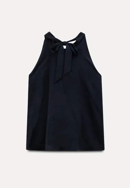 Halter Neck Sleeveless Top with Asymmetrical Hem