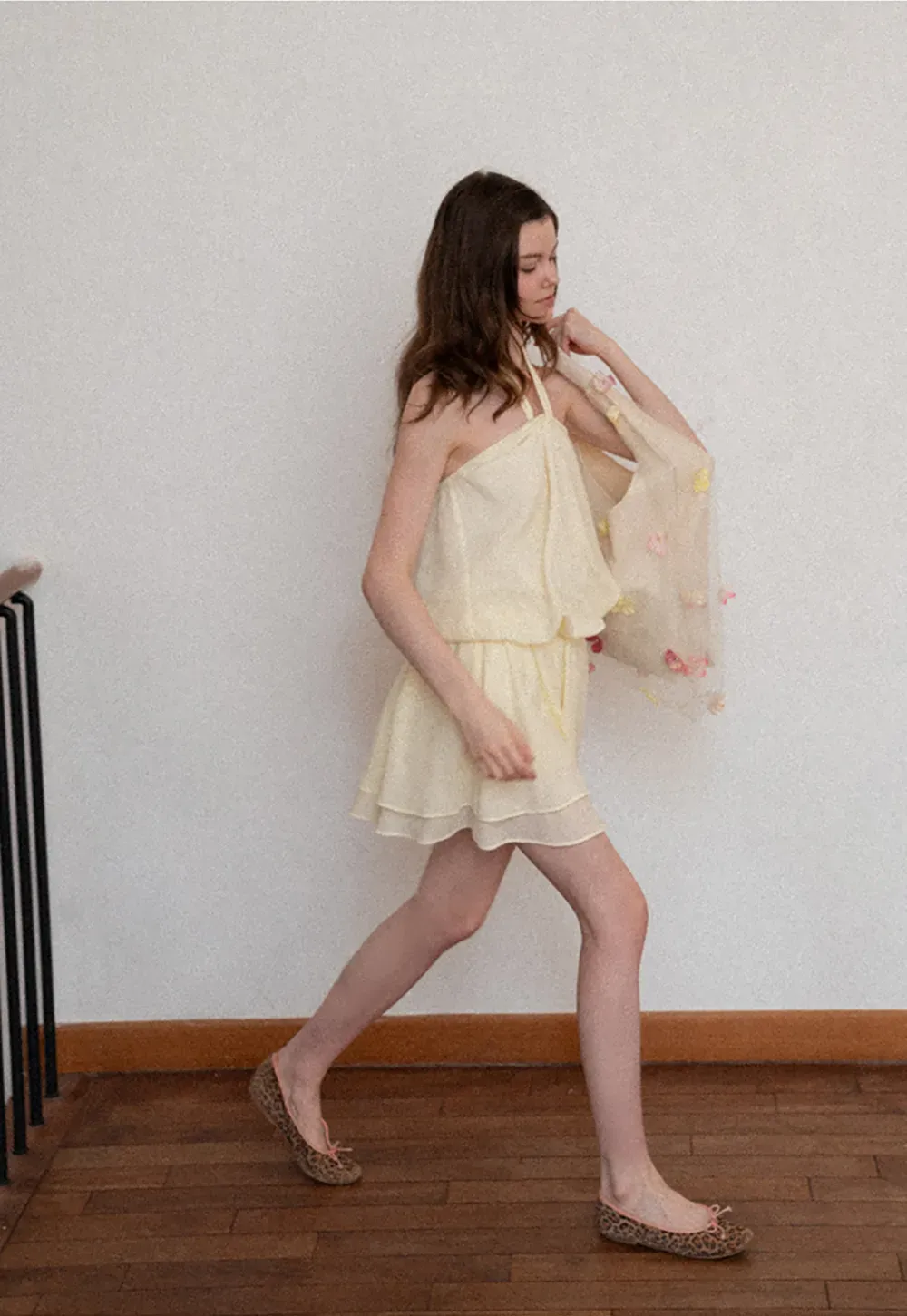 Halter neck top with layered ruffled skirt