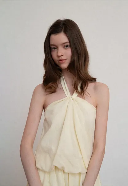 Halter neck top with layered ruffled skirt