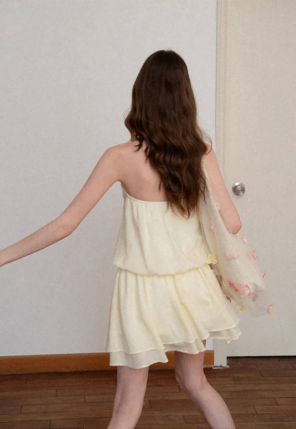 Halter neck top with layered ruffled skirt