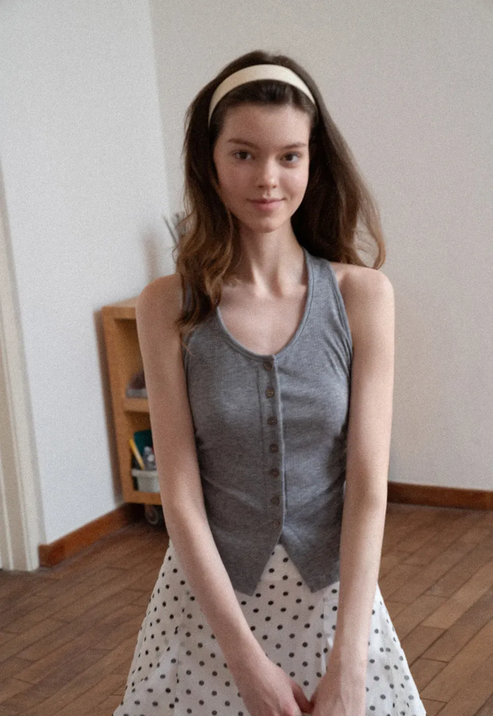 Button Front Sleeveless Top