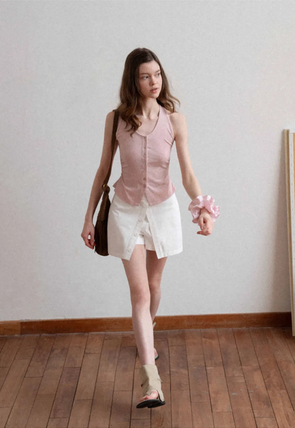 Button Front Sleeveless Top