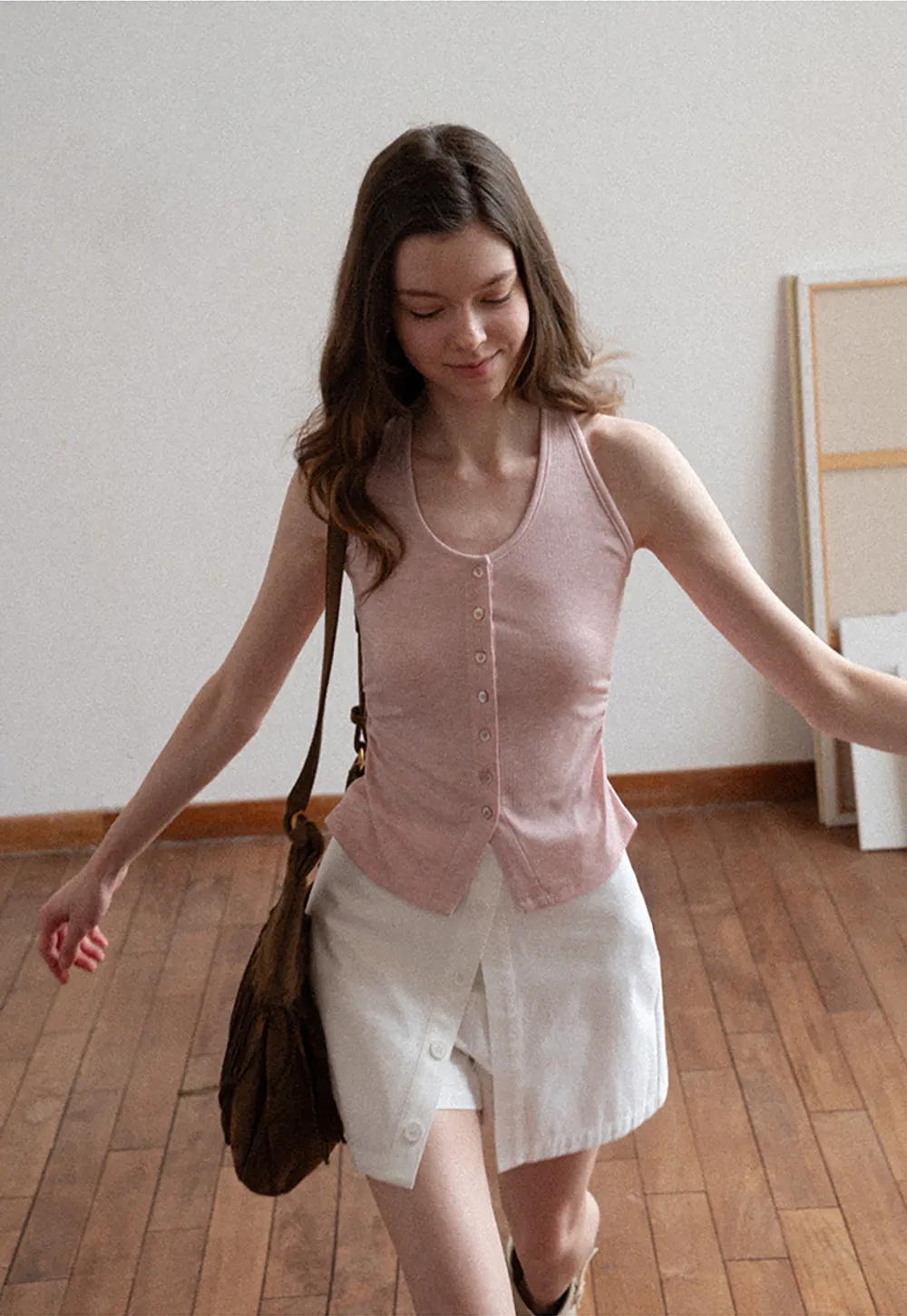 Button Front Sleeveless Top