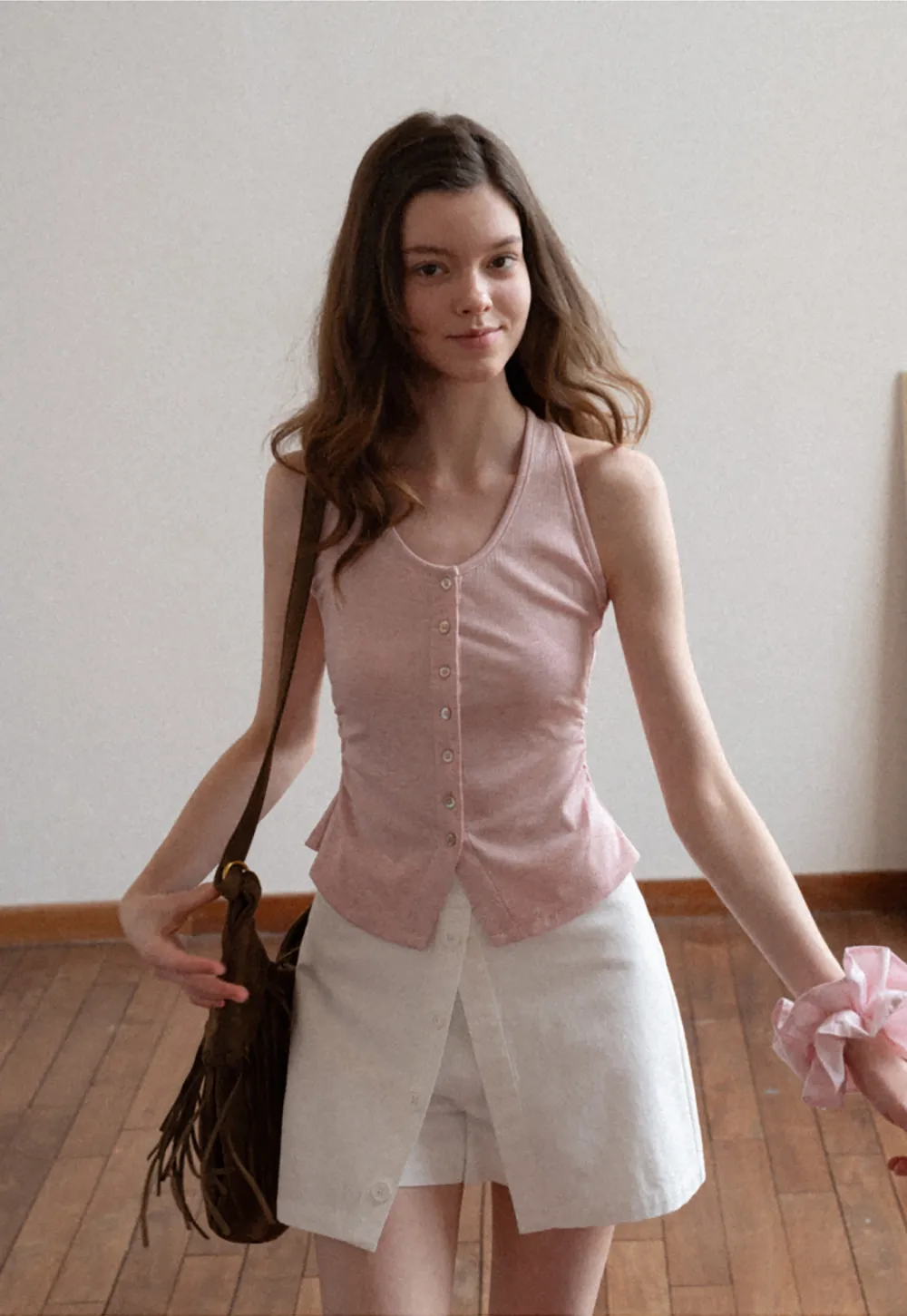 Button Front Sleeveless Top