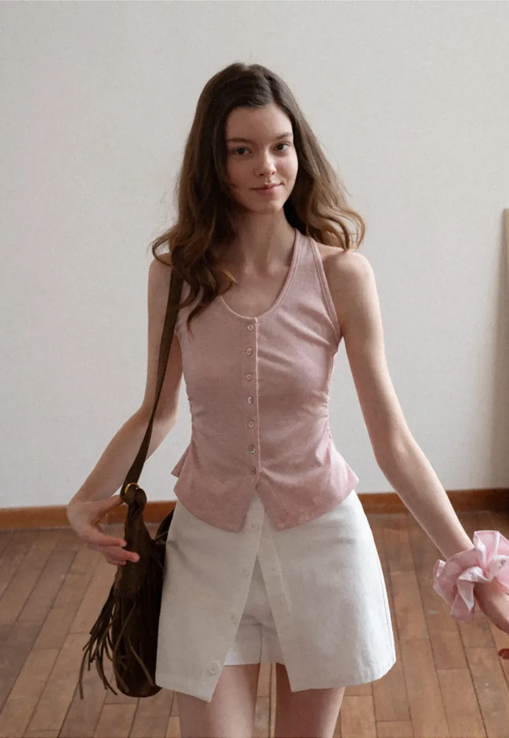 Button Front Sleeveless Top