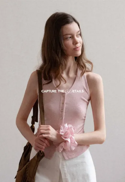 Button Front Sleeveless Top