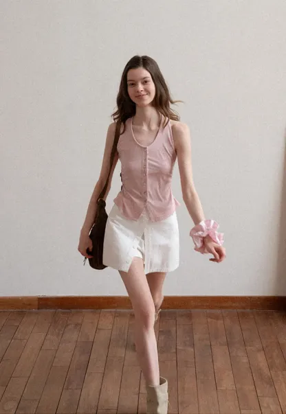 Button Front Sleeveless Top