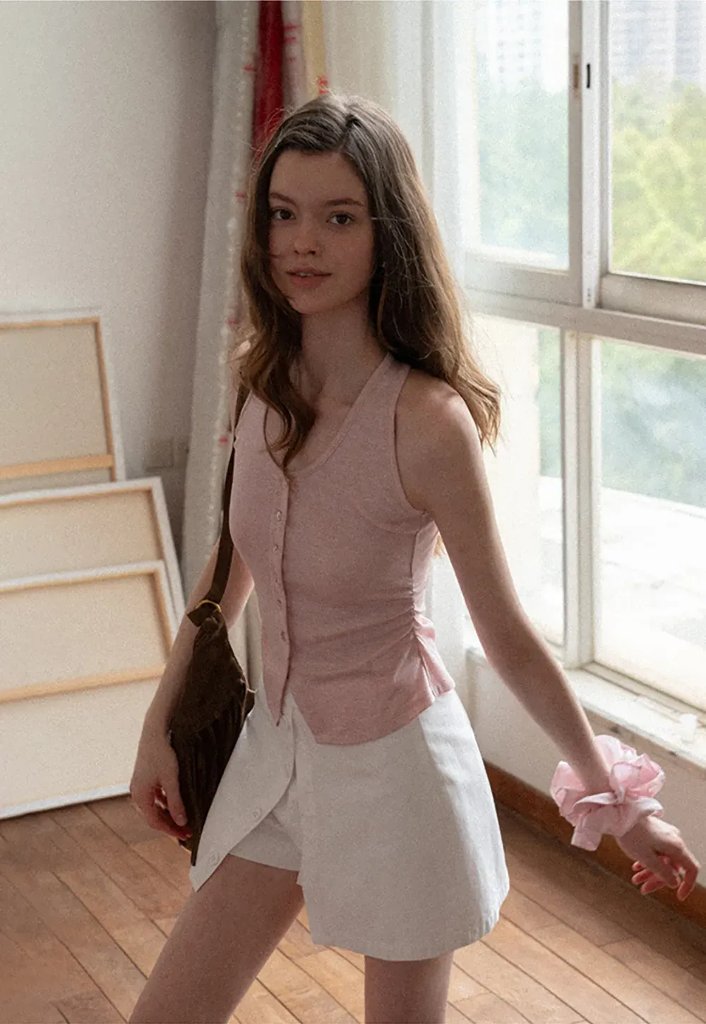 Button Front Sleeveless Top