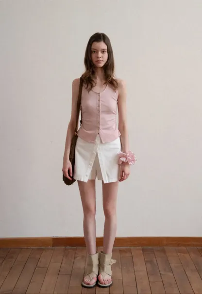 Button Front Sleeveless Top