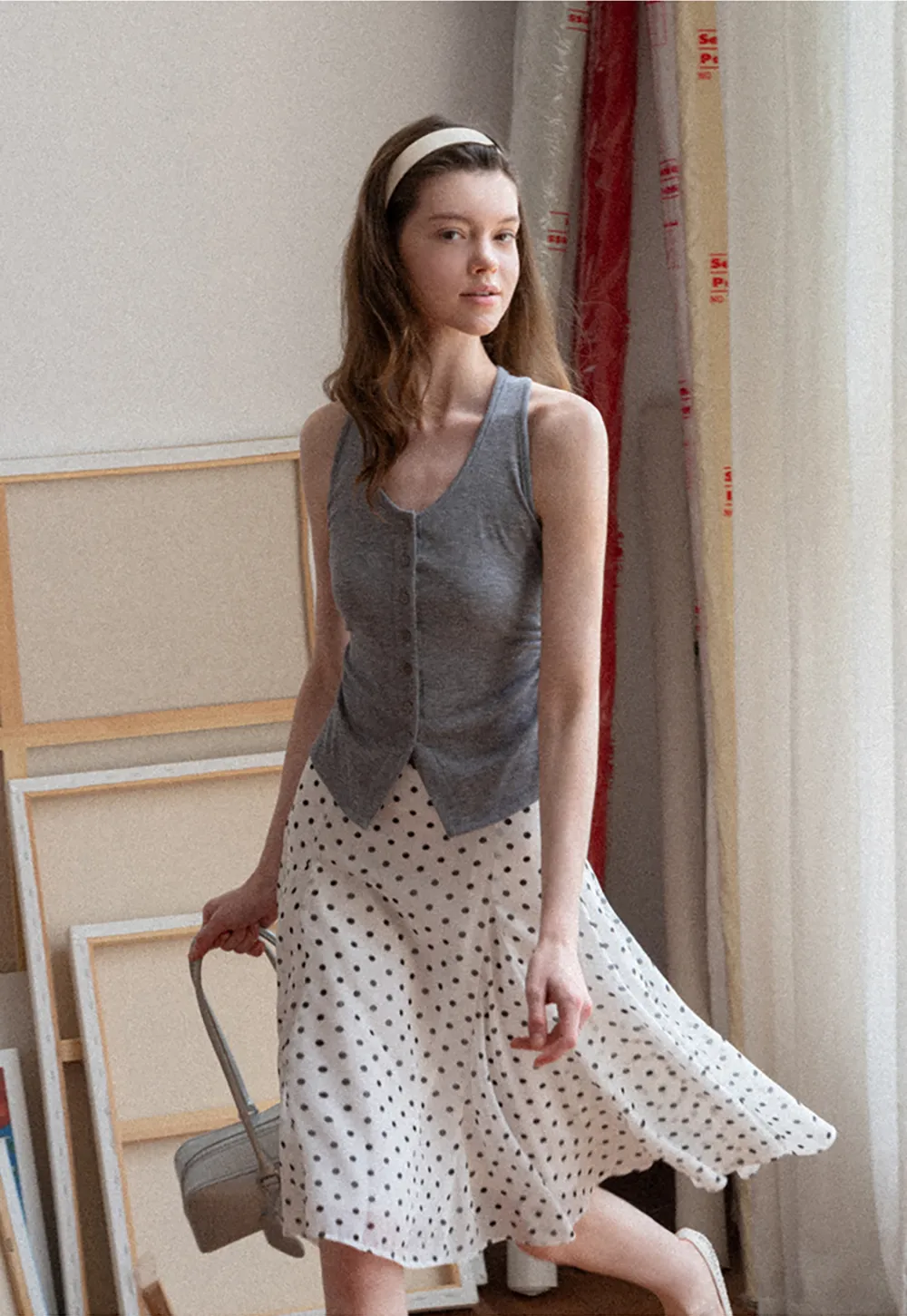 Button Front Sleeveless Top