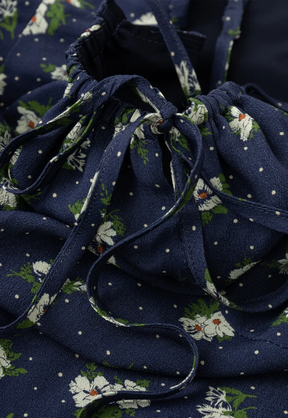 Floral Print Camisole with Drawstring Neckline