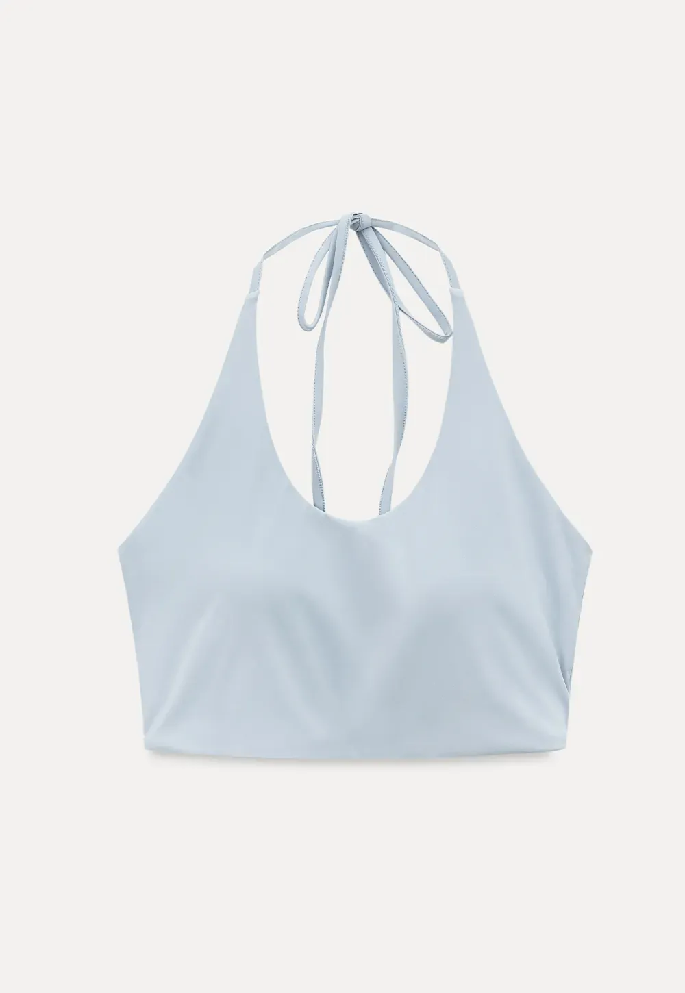 Crop tank top with halter neckline and thin straps