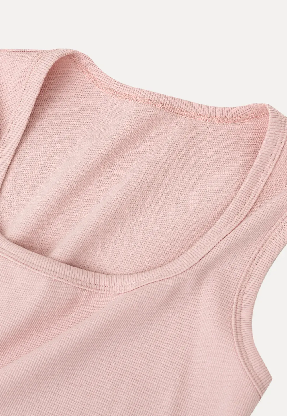 Square Neck Ribbed Knit Tank Top