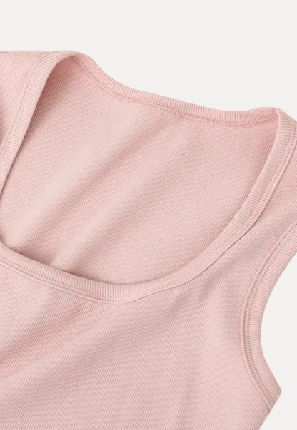 Square Neck Ribbed Knit Tank Top