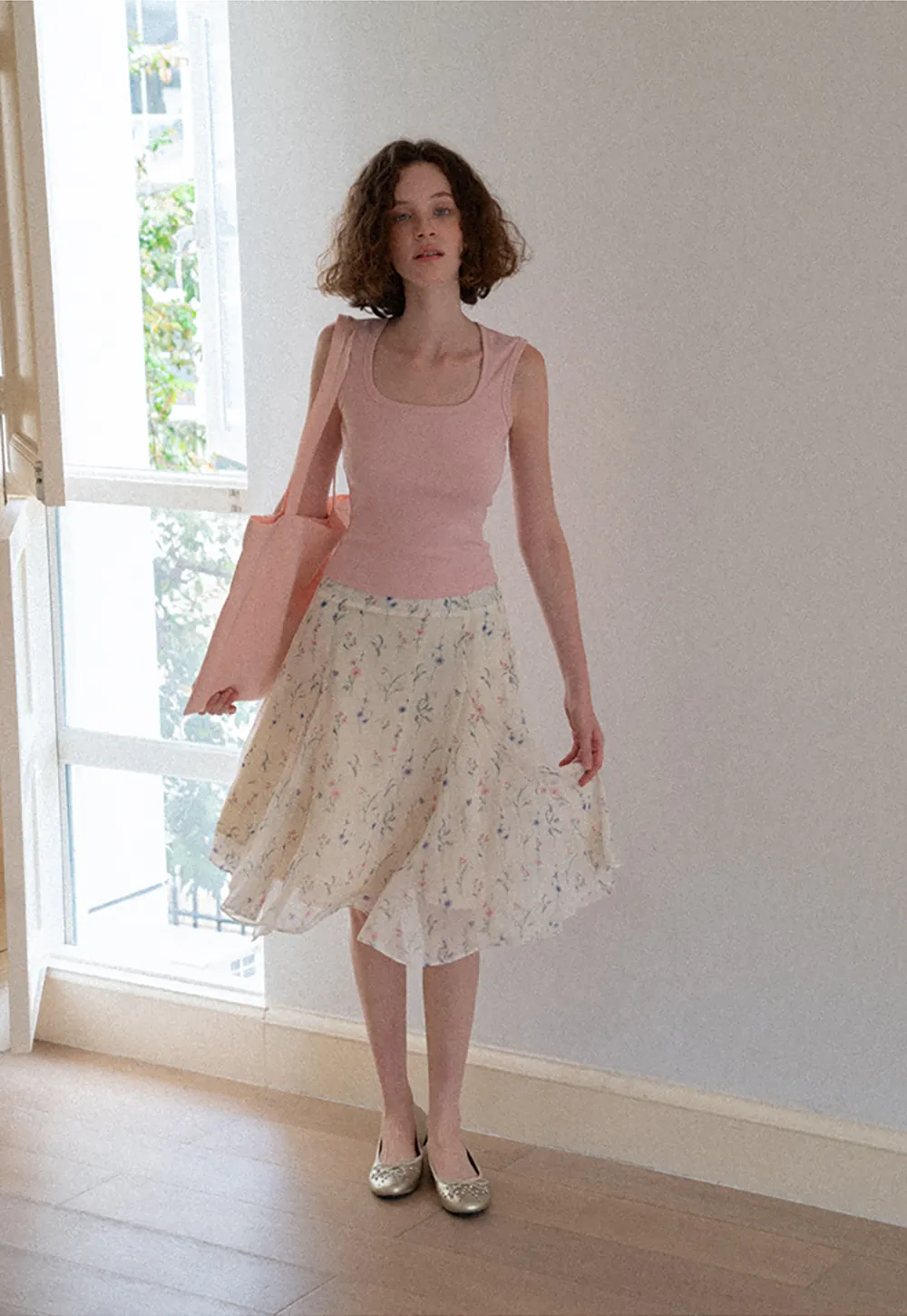 Square Neck Ribbed Knit Tank Top