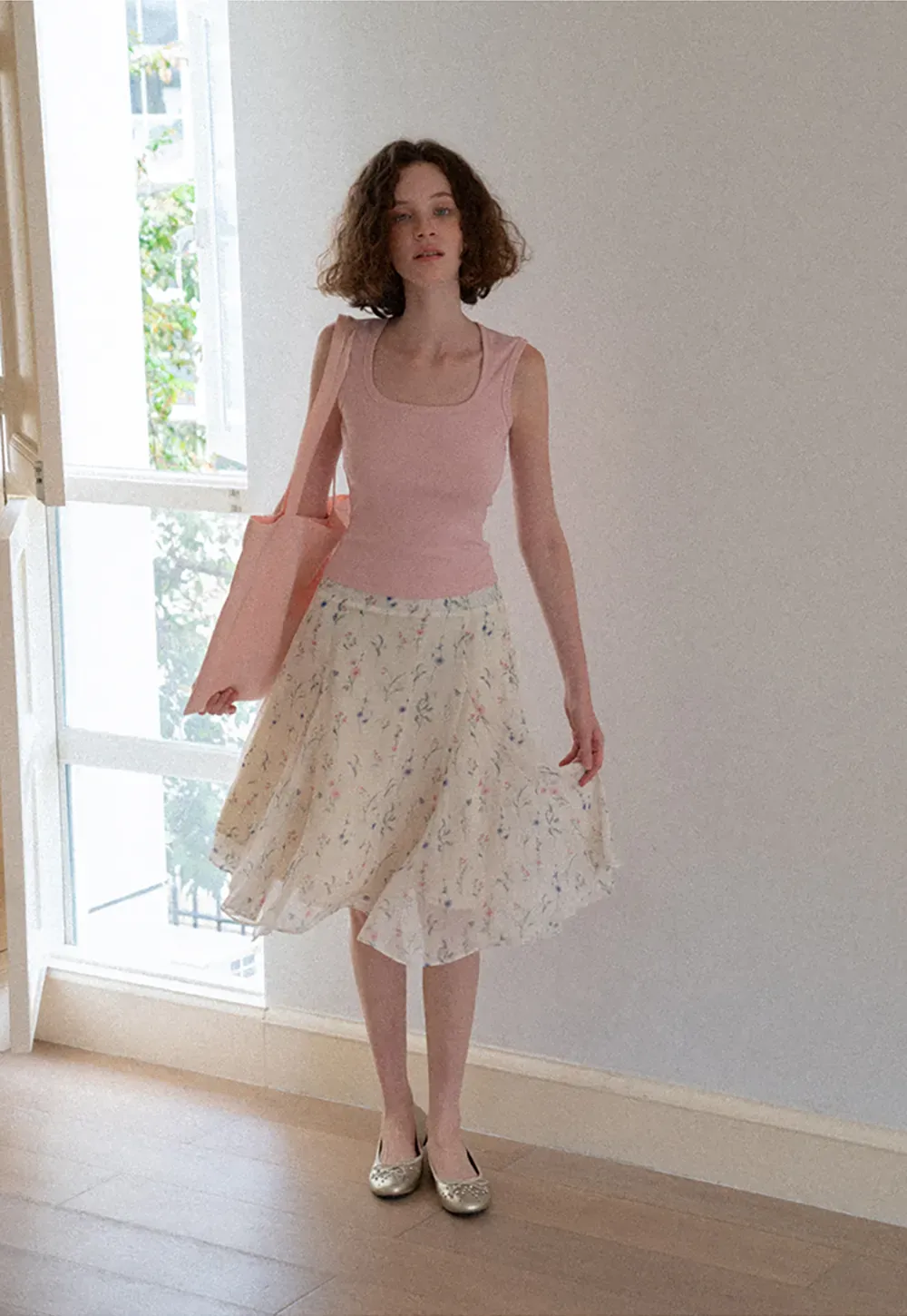 Square Neck Ribbed Knit Tank Top