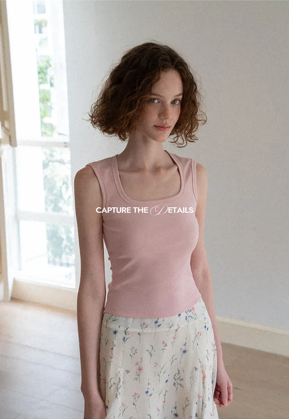 Square Neck Ribbed Knit Tank Top