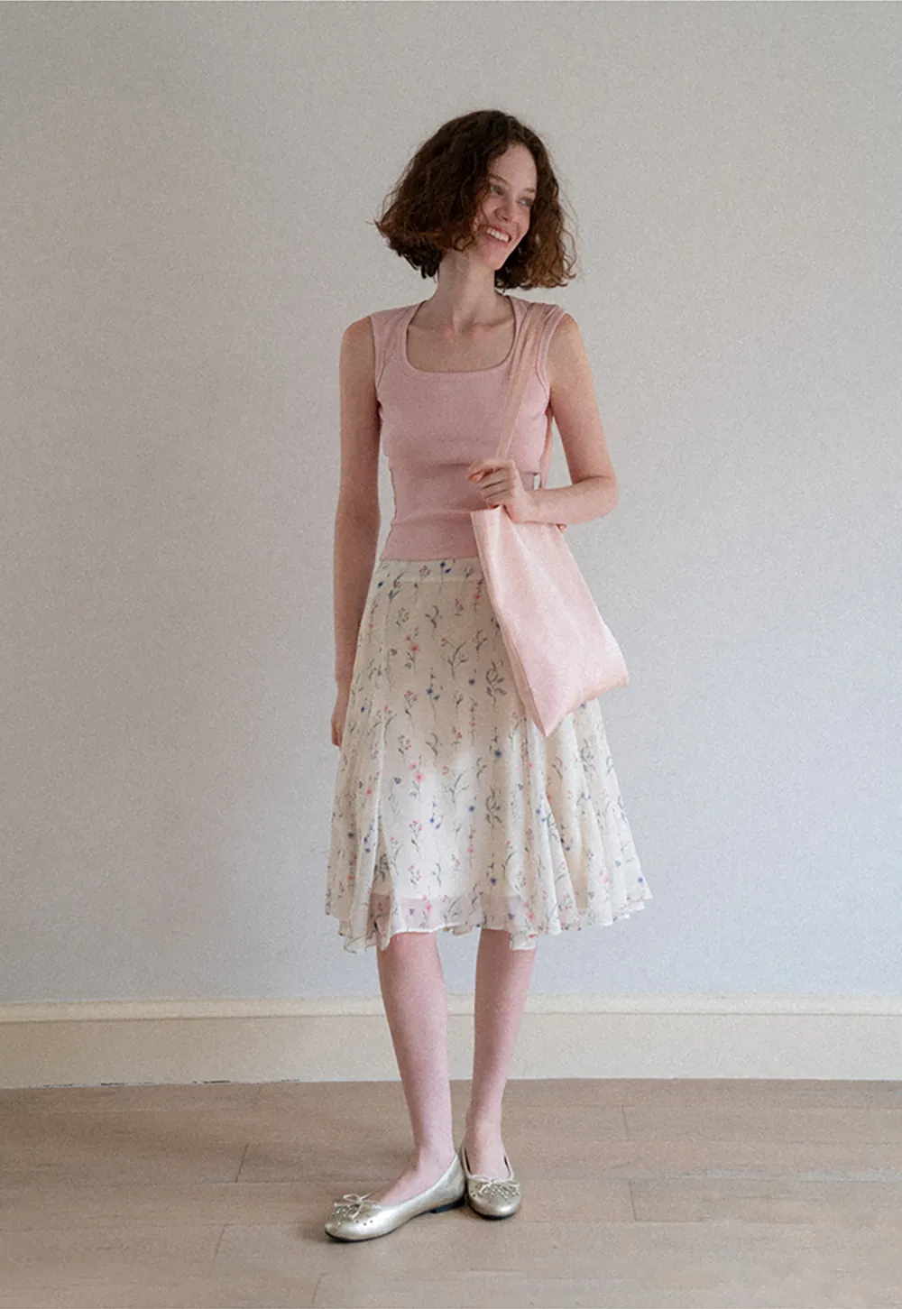 Square Neck Ribbed Knit Tank Top