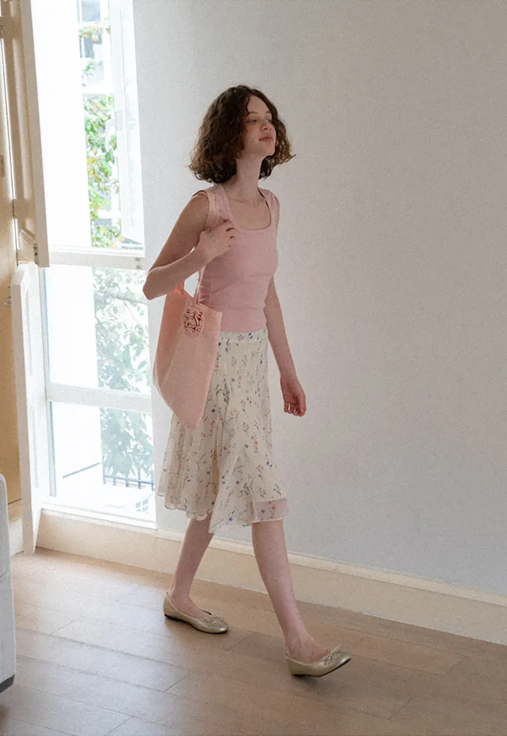 Square Neck Ribbed Knit Tank Top