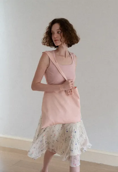 Square Neck Ribbed Knit Tank Top