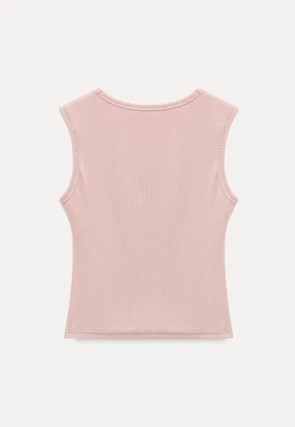 Square Neck Ribbed Knit Tank Top