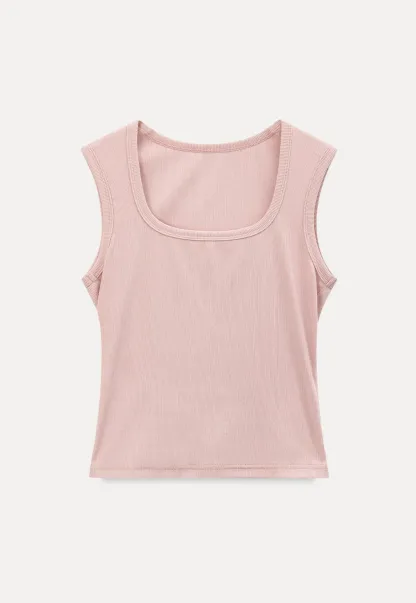 Square Neck Ribbed Knit Tank Top