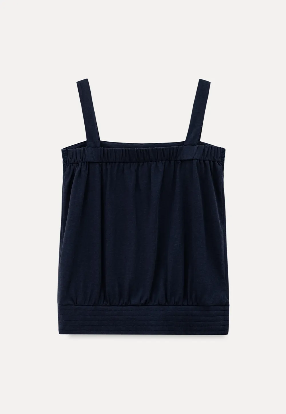 Square Neck Strappy Tank Top with Gathered Bust Detail