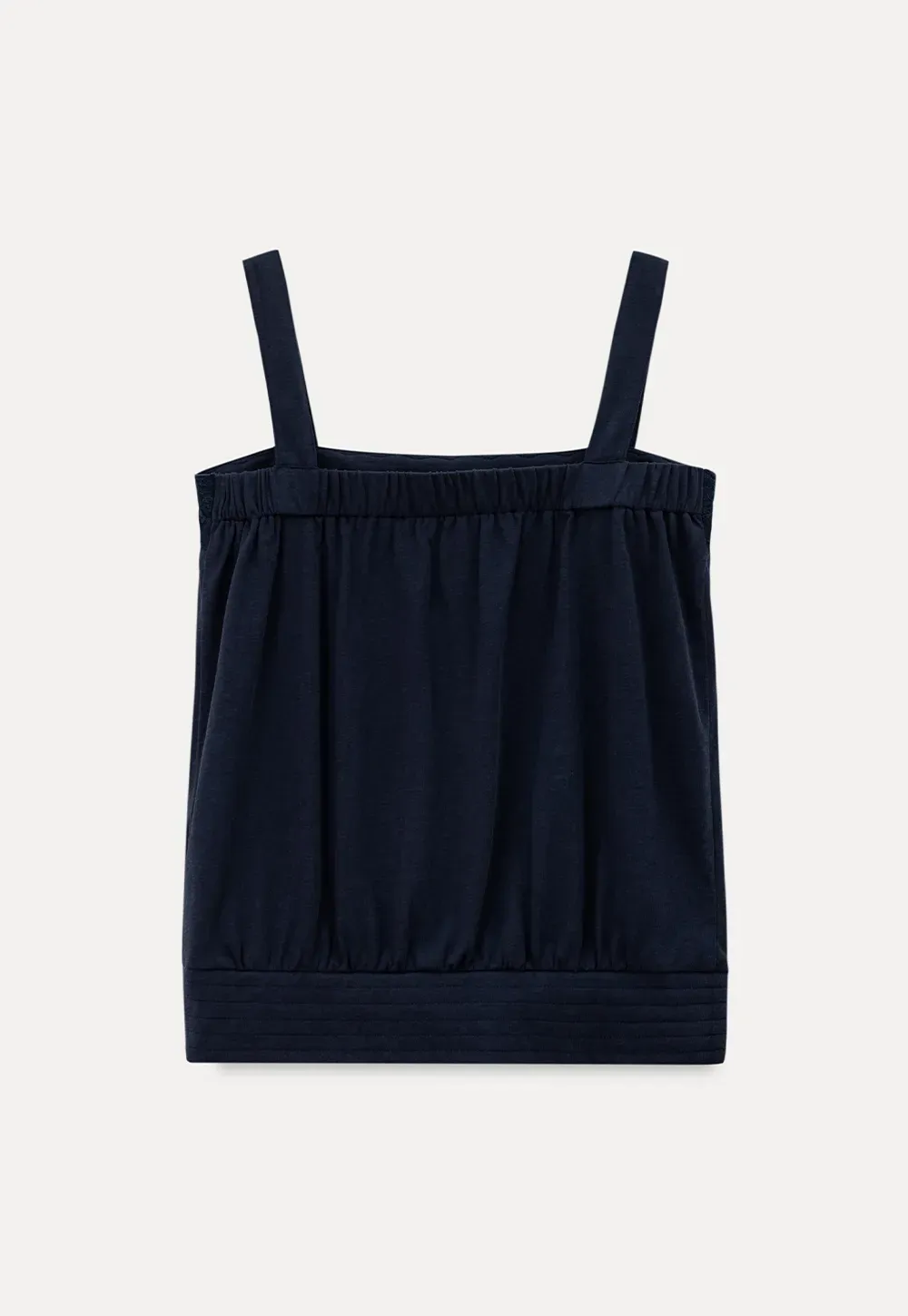 Square Neck Strappy Tank Top with Gathered Bust Detail