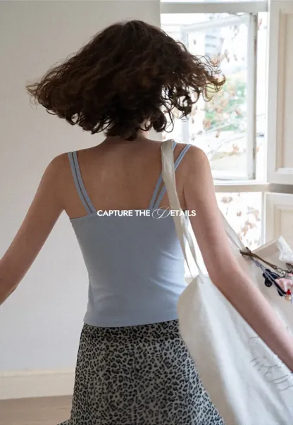 Square Neck Thin Strap Tank Top