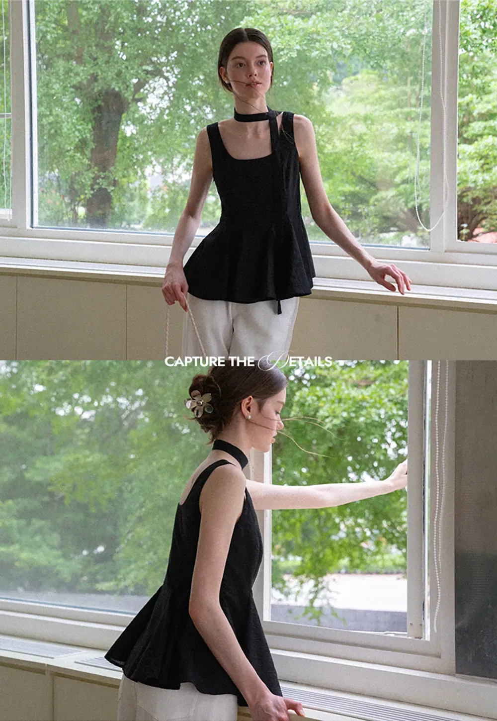 Choker Neckline Pleated Sleeveless Top