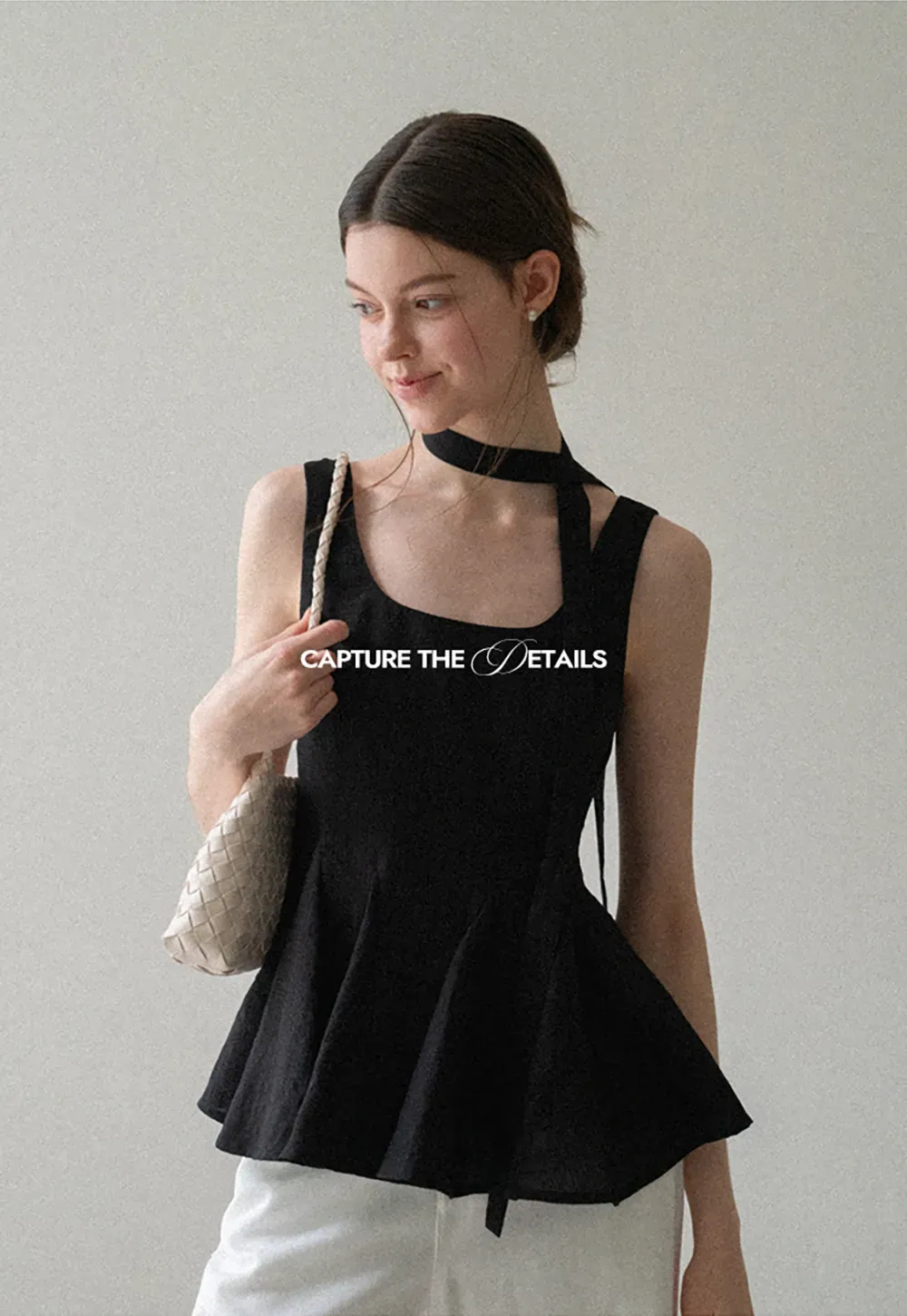 Choker Neckline Pleated Sleeveless Top
