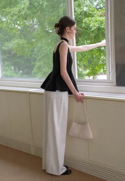 Choker Neckline Pleated Sleeveless Top