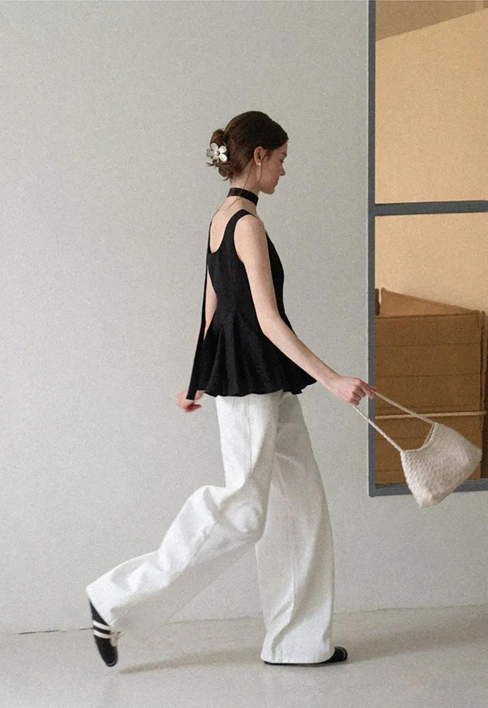 Choker Neckline Pleated Sleeveless Top