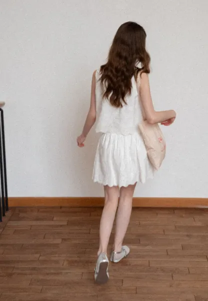 Scalloped Hem Sleeveless Top and Skirt Set