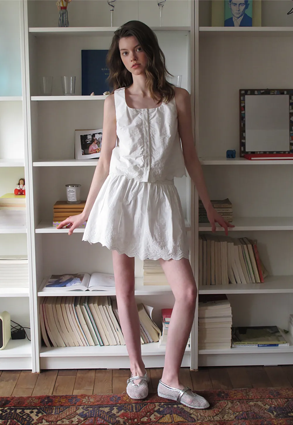 Scalloped Hem Sleeveless Top and Skirt Set