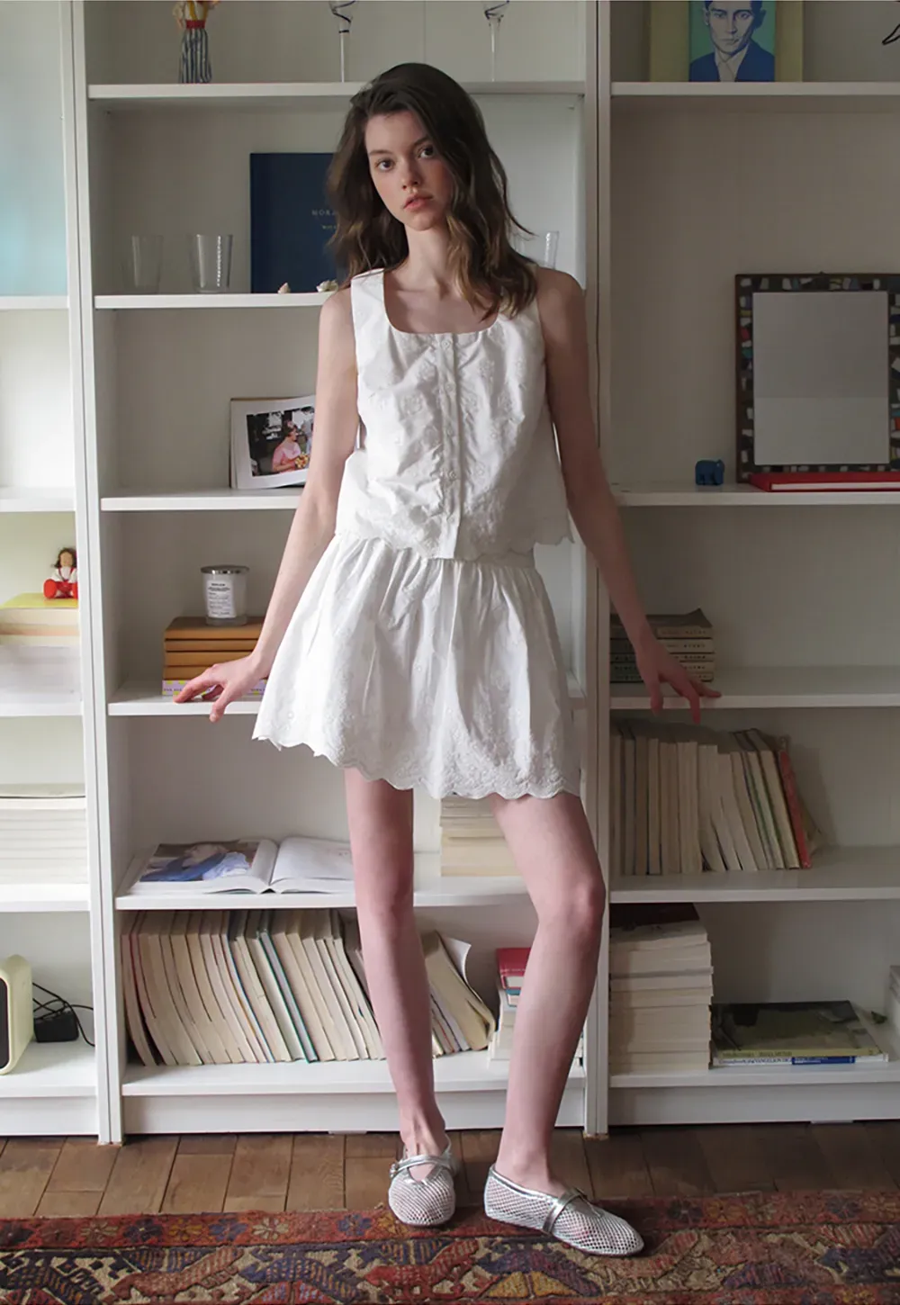 Scalloped Hem Sleeveless Top and Skirt Set